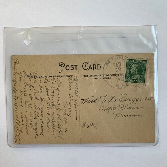 1912 Antique Valentine's Day Postcard Was It a Pipe Dream Gentleman Smoking Pipe - Picture 2 of 3